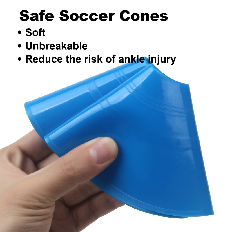 DUNCHATY 60PCS Sports Soccer Cones Agility Soccer Disc Cones with Carry Strap Carry Bag Training Soccer Cones, Field Marker Cones for Challenge Football Basketball Skating Kids Games Outdoor Indoor Sports - Image 2